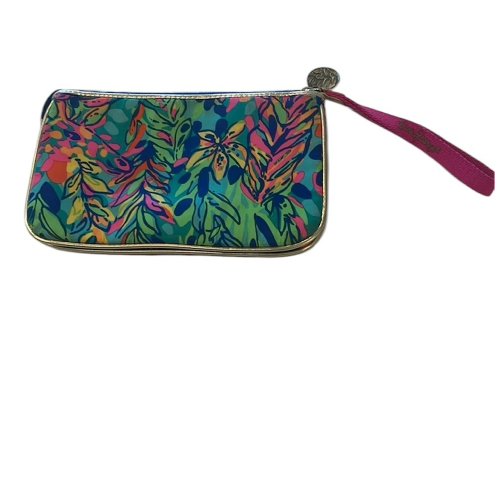 Lilly Pulitzer wristlet wallet double take zipper interior pocket slots hot spot